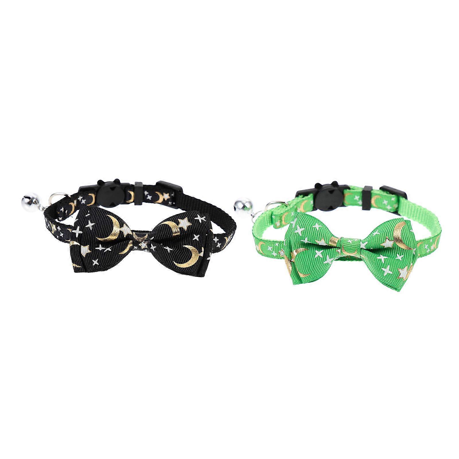 Kitten Collar with Bell Decorative Cat Collar Bow-Knot 2Pcs Pack