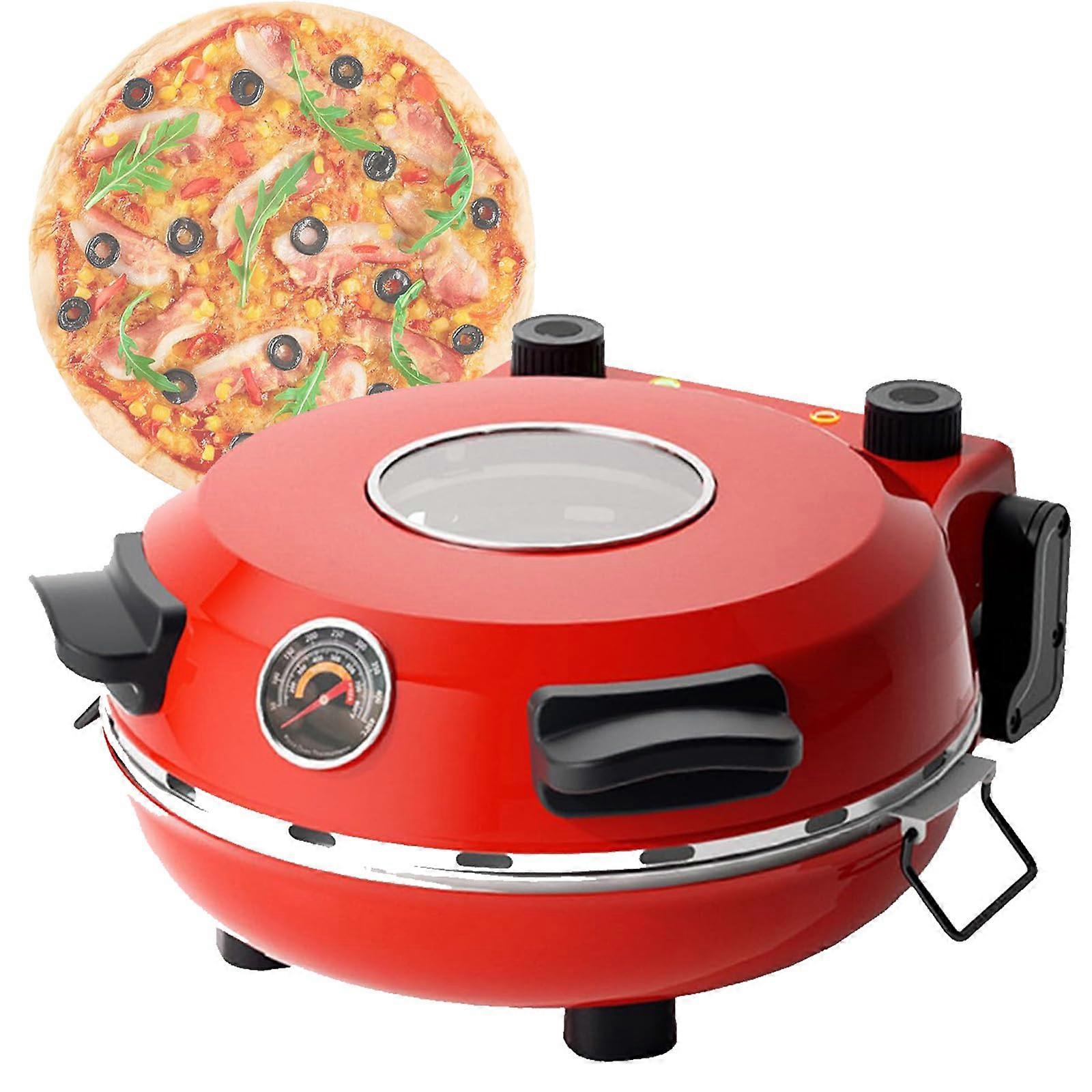 Indoor Pizza Oven, 1200W Electric Pizza Maker with Adjustable Temperature, Timer and Viewing Window