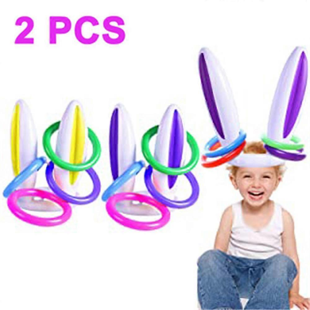 2025 2 Pack Easter Inflatable Bunny Rabbit Ears Ring Toss Game for Kids Easter Party Gifts