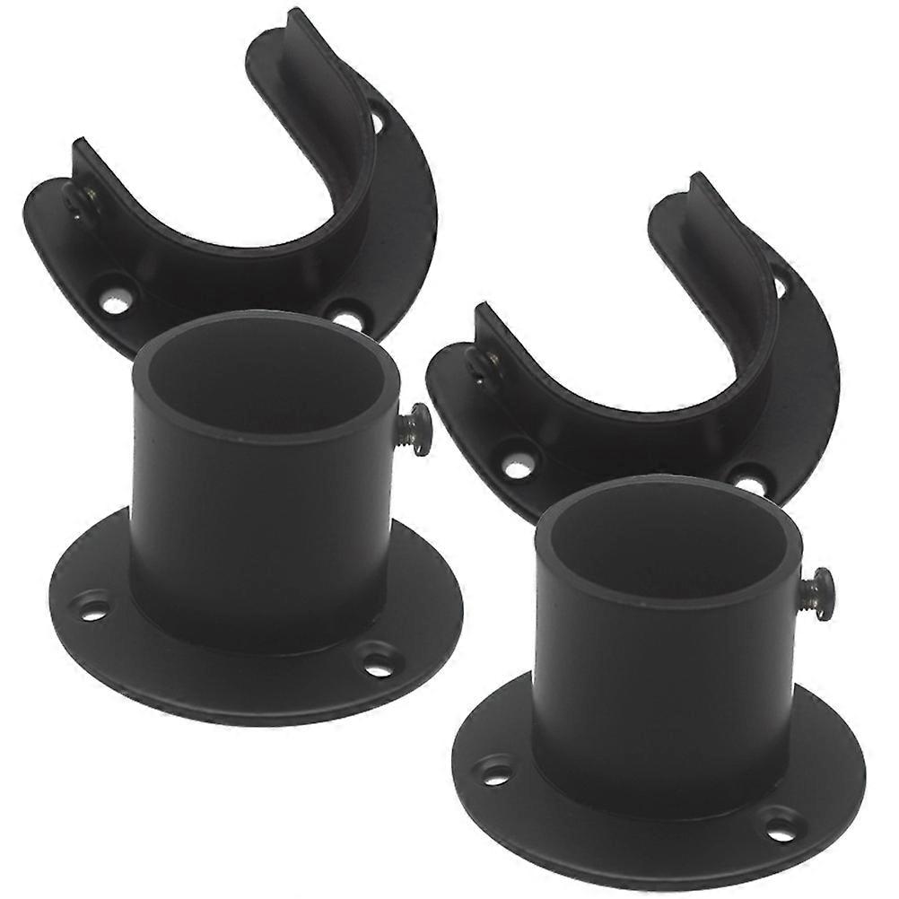 Stainless Steel Closet Rod Bracket for Wall 4Pcs Black Support