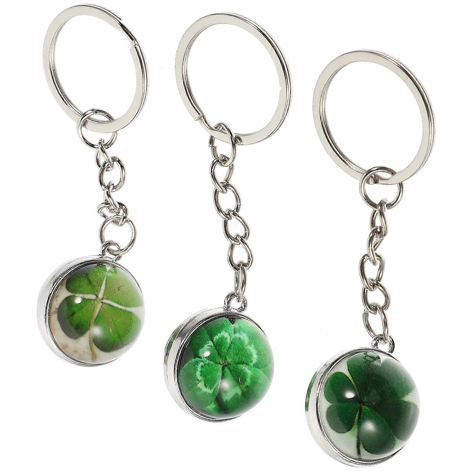 Four Leaf Keychains for Decor with 3Pcs St Patrick's Day Key Holders