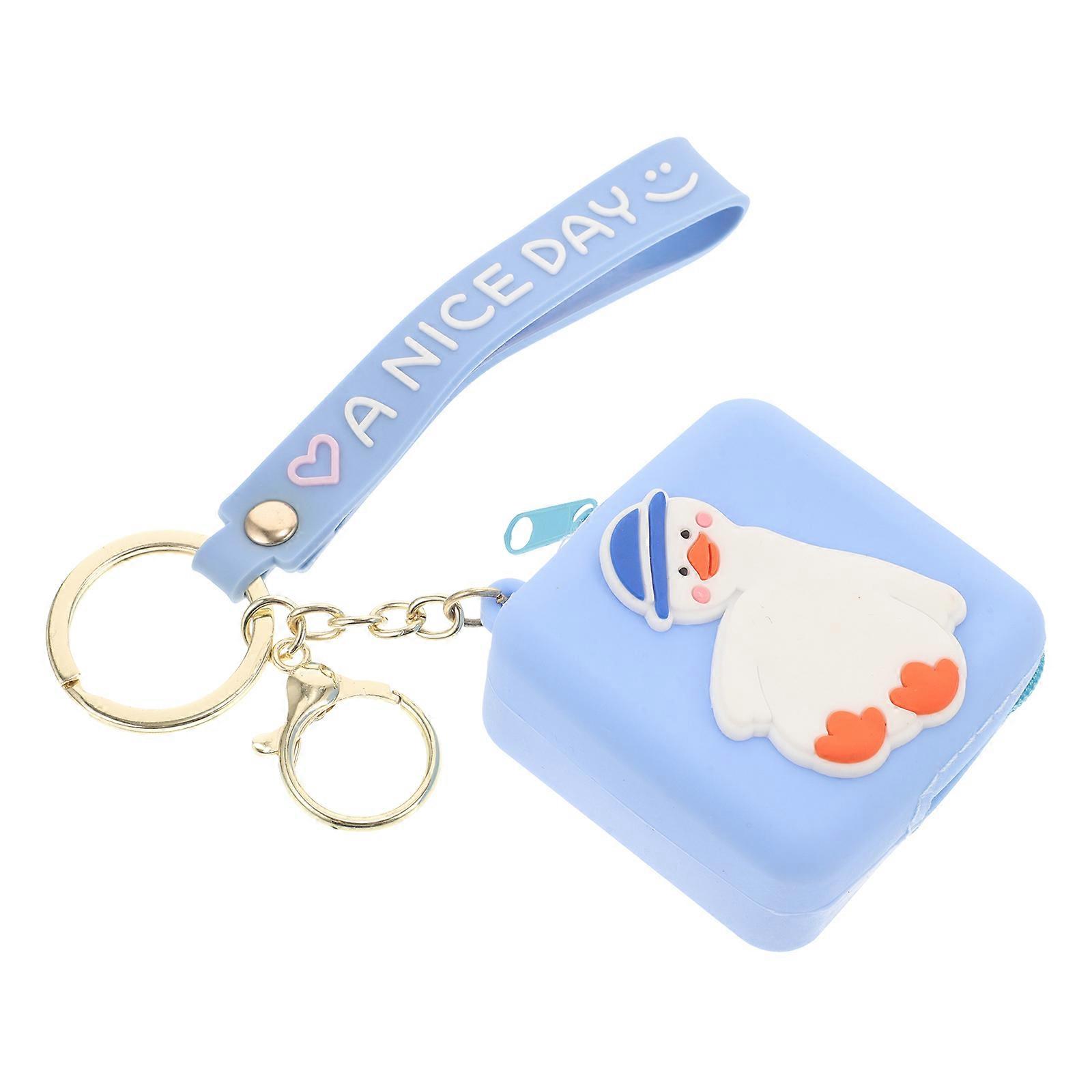 1Pcs Cartoon Keychain Wallet for Data Cable Storage Bag with Blue PVC