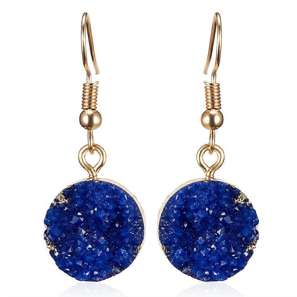 Resin Geometric Round Eardrop Earrings for Decoration Blue Design