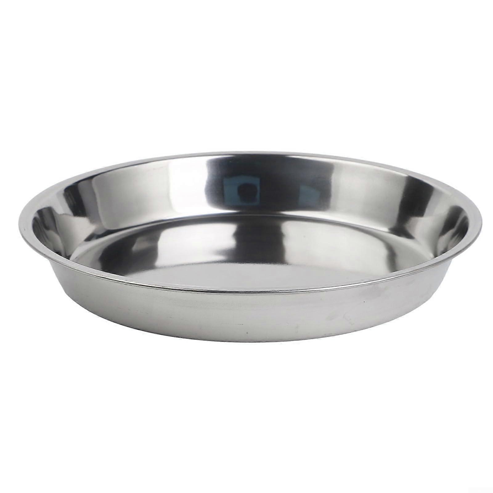 Stainless Steel Round Cake Plate 28cm Rustproof Flat Dessert Tray for Baking and Serving
