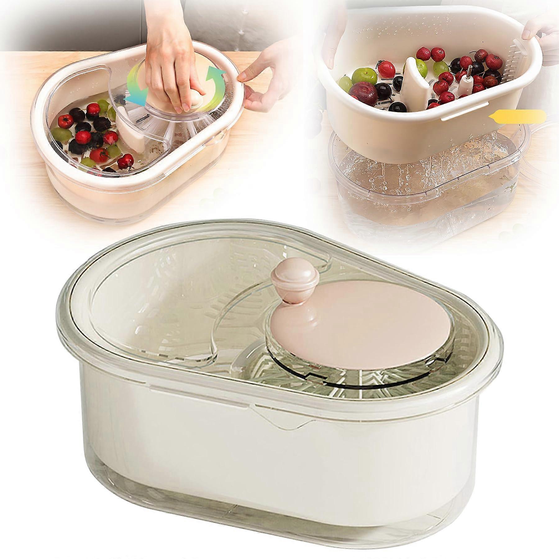 Large Capacity Fruit and Vegetable Washer with Strainer Basket for Fast Cleaning, Pink