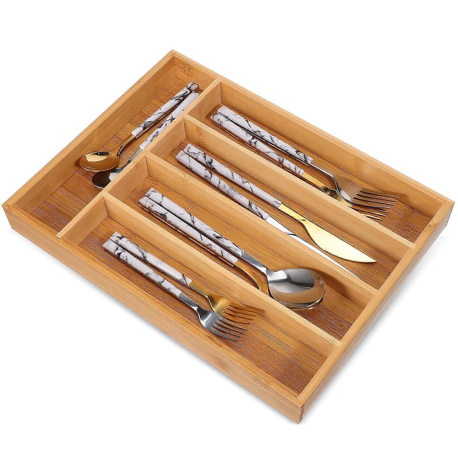 Expandable Silverware Drawer Organizer with Stylish Slots for Kitchen Utensils and Multipurpose Storage