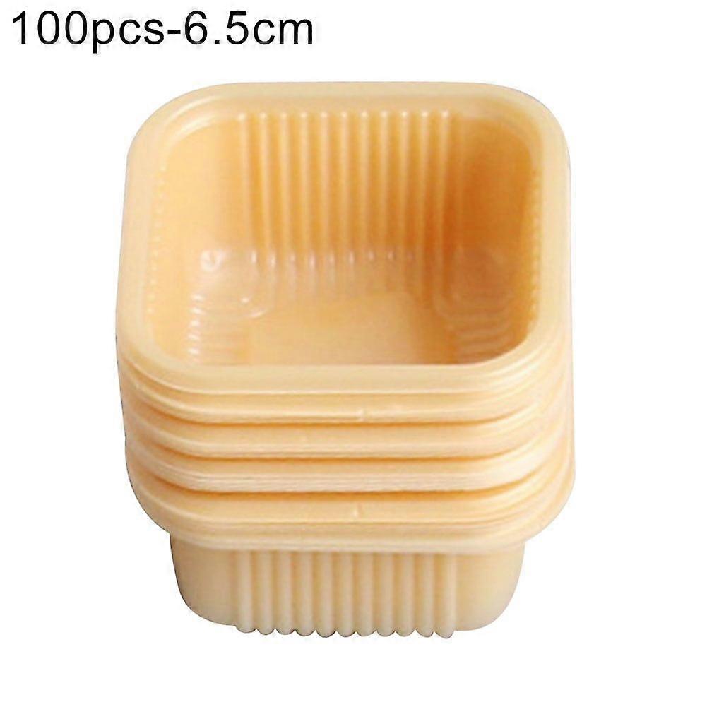100Pcs Plastic Square Golden Moon Cake Package Box Egg-Yolk Puff Container