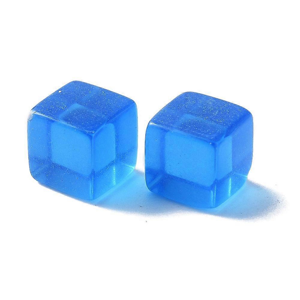 Transparent Acrylic Beads Cube No Hole Dodger Blue 7.5x7.5x7.5mm