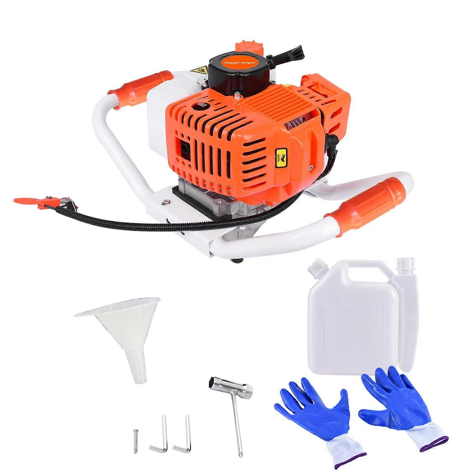 63cc 2Stroke Gas Powered Post Hole Digger, Torque Earth Auger for Fence Posts, Extended Run Time