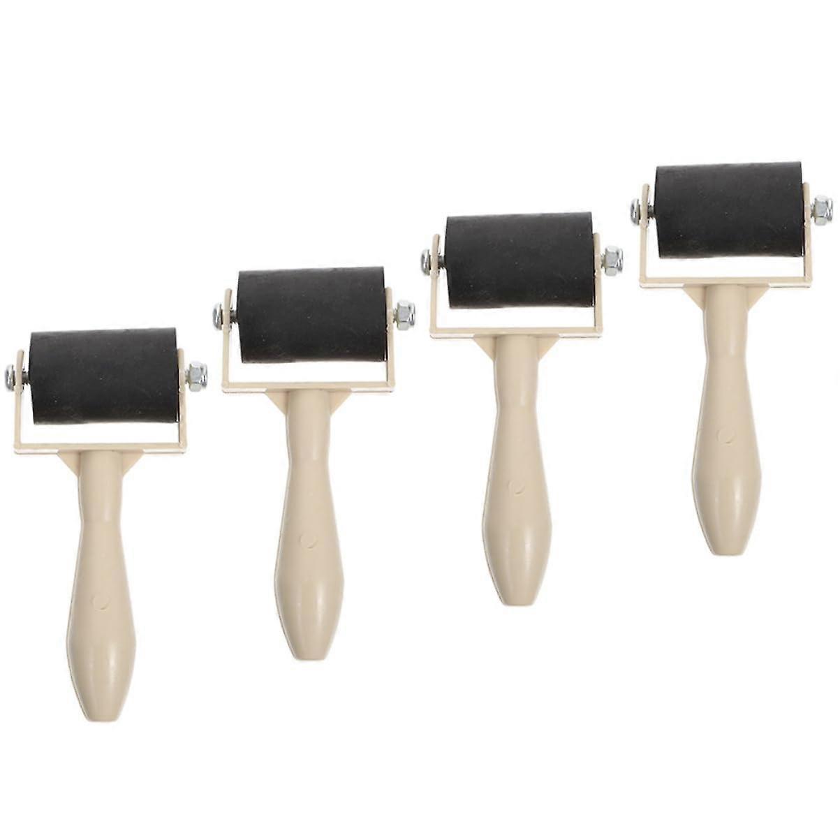 Printmaking Roller Set 4pcs Durable Rubber Ink Rollers Even Coverage for Crafting and Art Projects