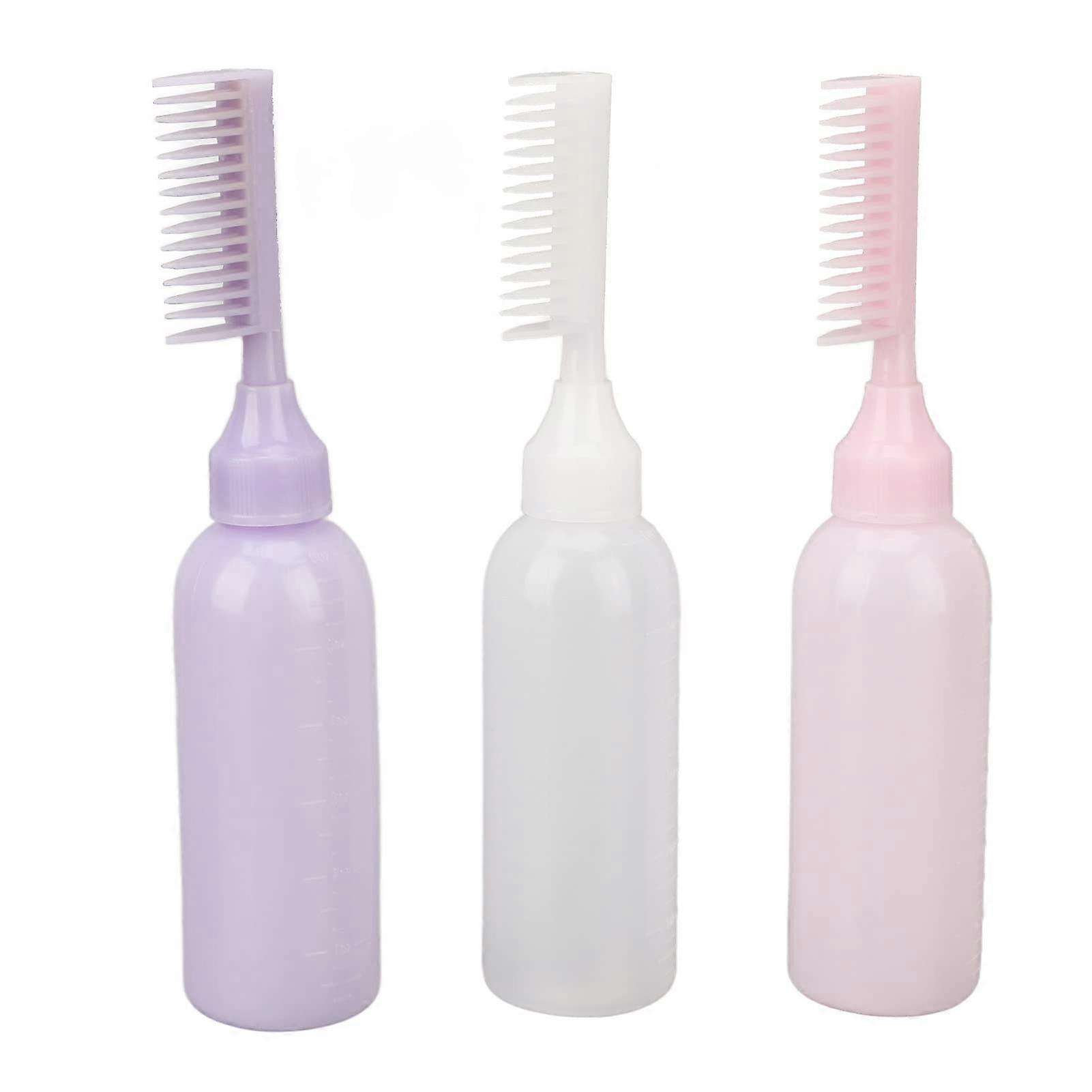 3 Pcs Hair Dye Applicator Bottle Set with Comb Nozzle, Clear Scale, Even Root Coverage, Easy Grip