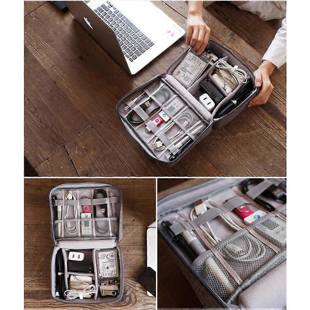 Cable Carrying Case Travel Storage Bag for Electronics Accessories Organizer Grey