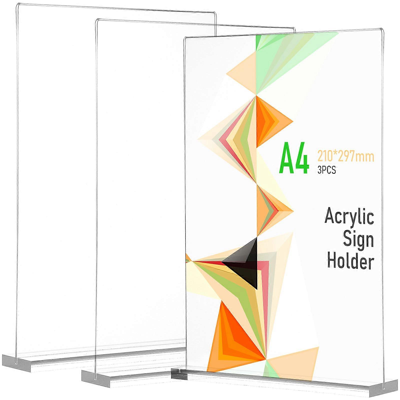 Clear Acrylic Table Sign Holders for Display Use 3Pcs Brochure Holders