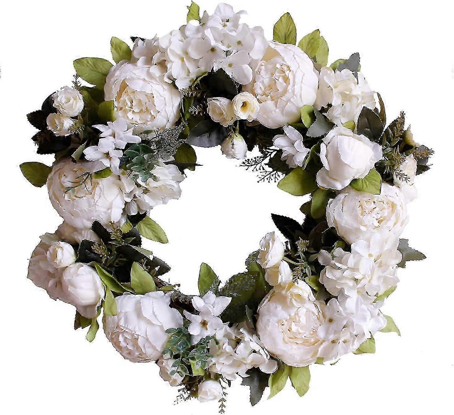 Silk Peony Hydrangea Ring for Front Door Decoration