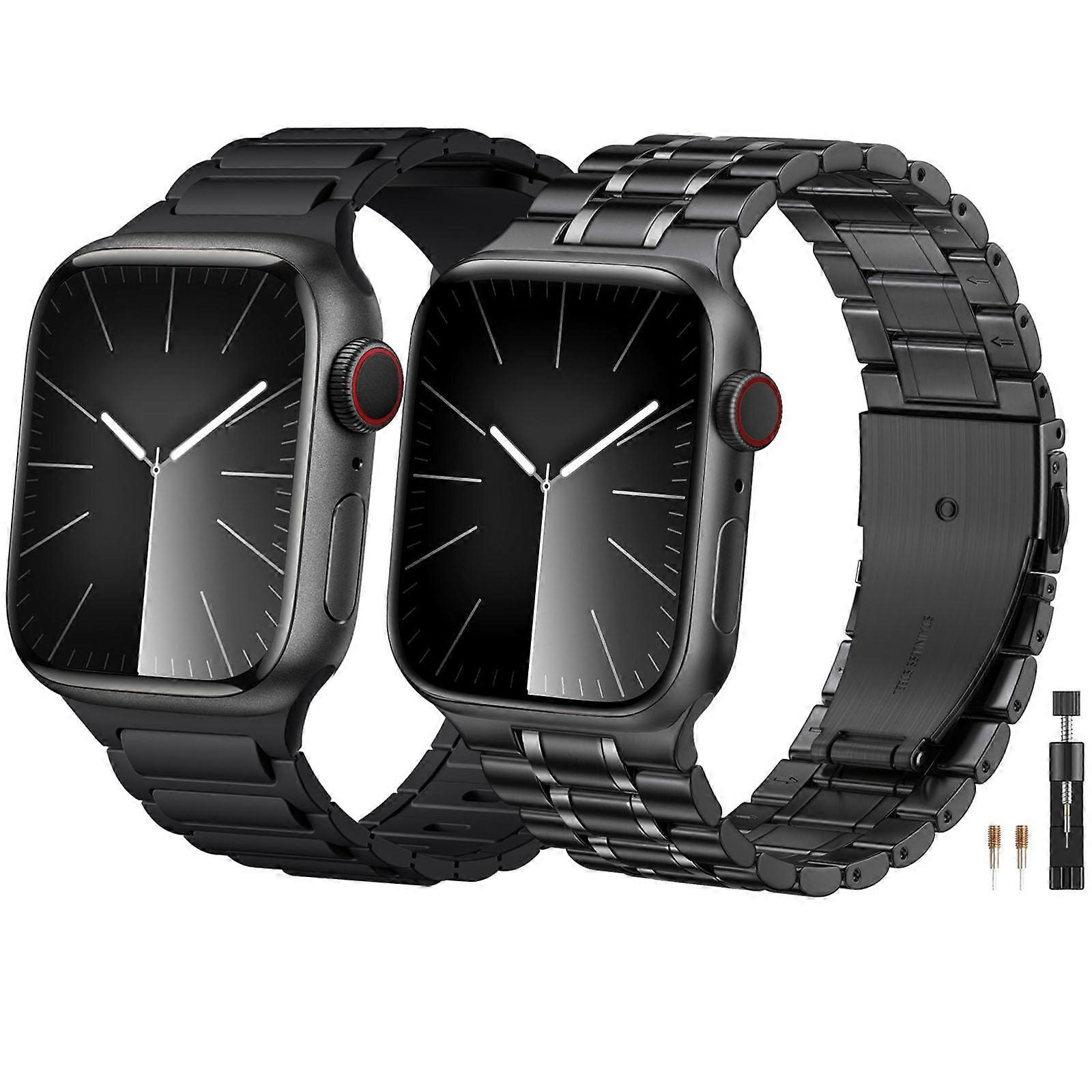 Smartwatch Bands Set with Interchangeable Metal and Silicone Straps, Quick Release, Waterproof