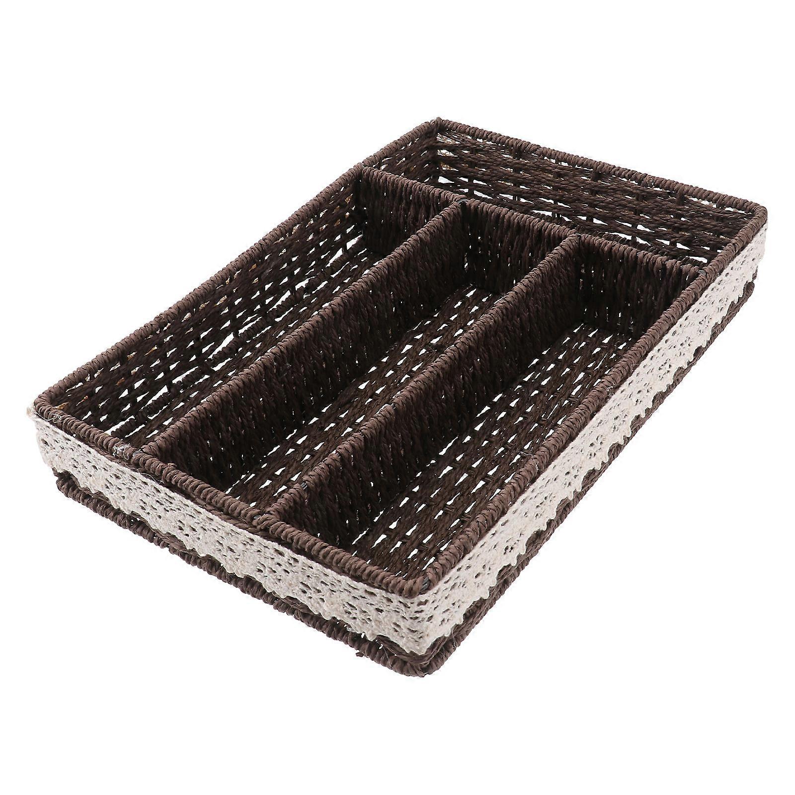 Practical Storage Plate Plastic Storage Box for Desktop Use 1Pcs Coffee