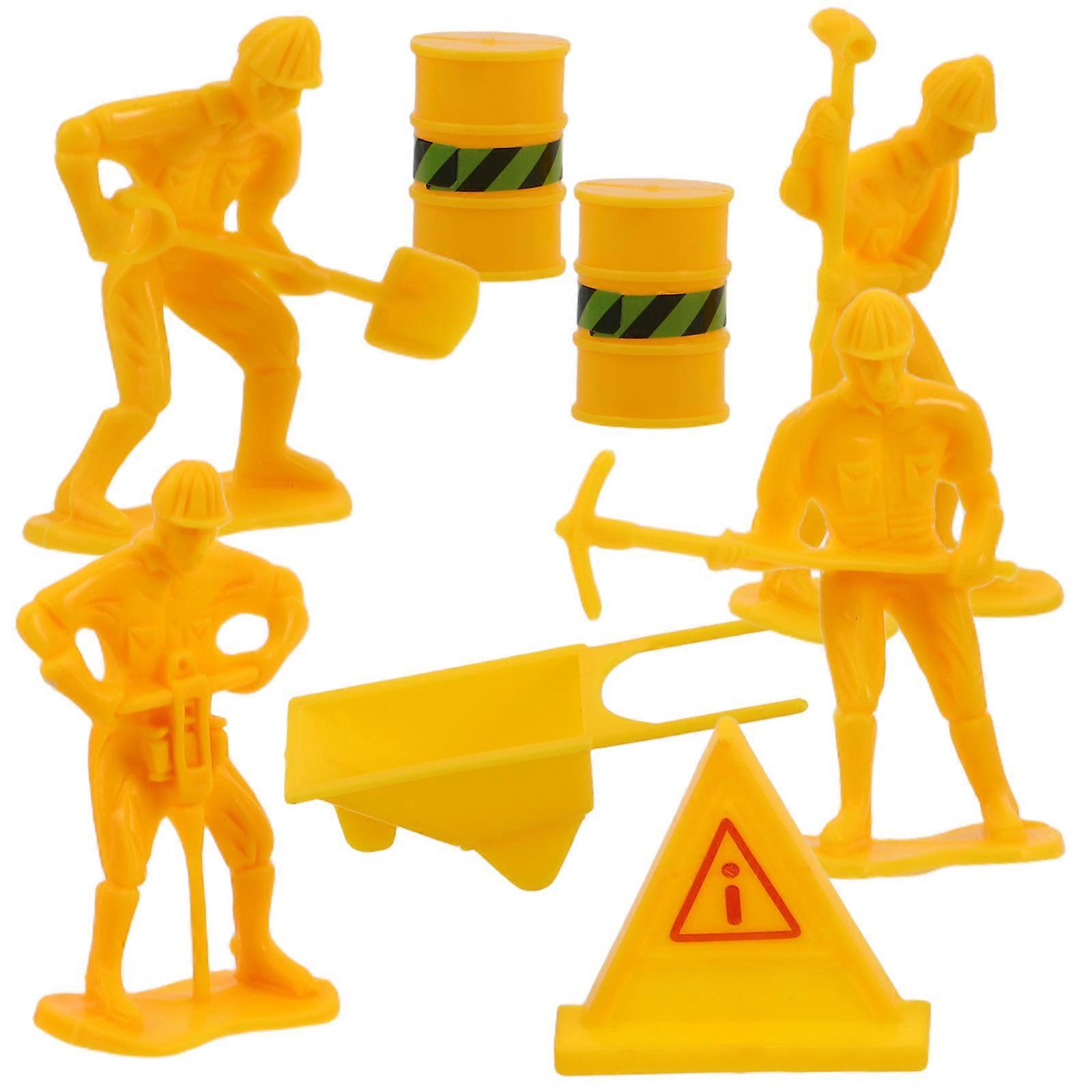 Plastic Mini Engineering Cake Decoration Worker Figures for Birthday Cake
