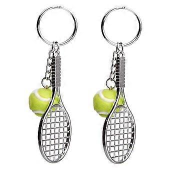 Mini-sportnyckelringsset, robust men lätt tennis, baseboll, bowling, fotboll, nyckelring för män, kvinnor, pojkar, flickor, söt metallbelagd racket med