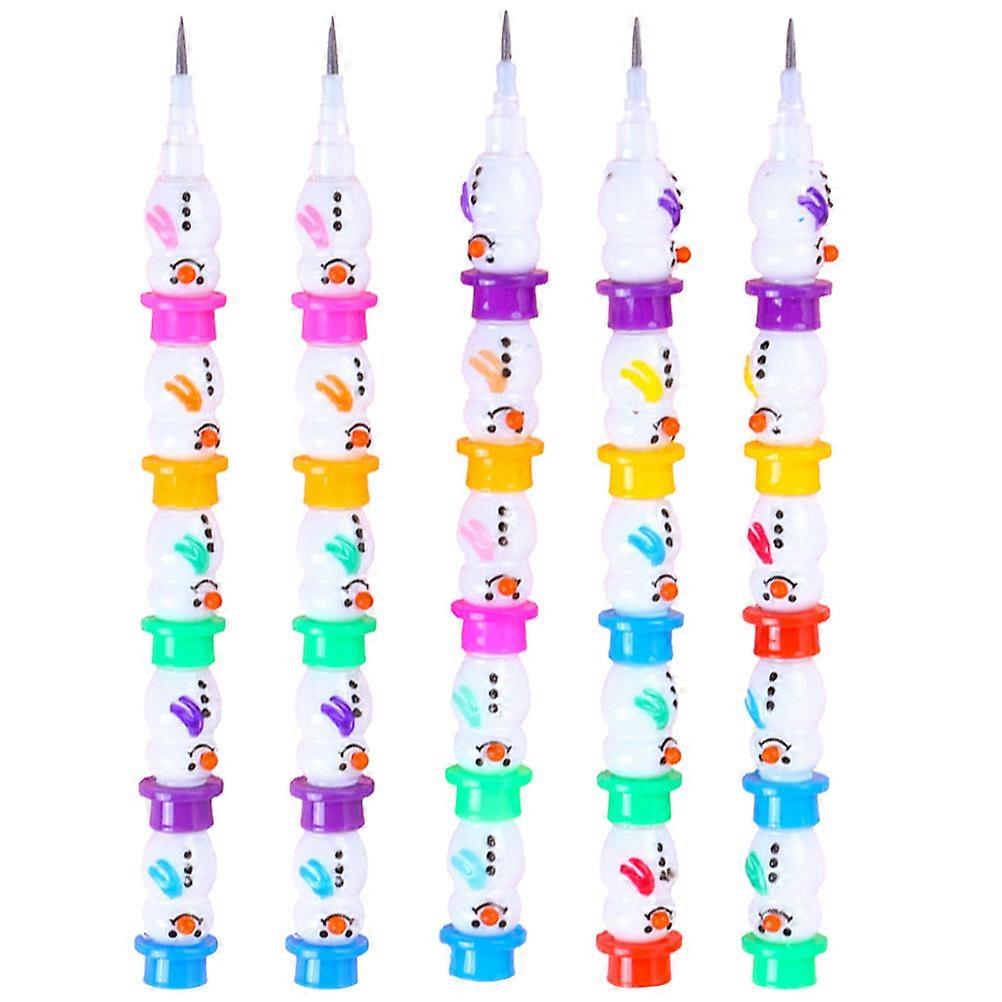 Assorted Color Plastic Stacking Pencils for Writing Use 5Pcs Pack