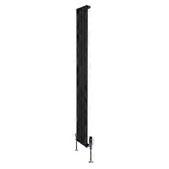 Flat Single Column Radiator 1800mm x 280mm & TRV Chrome Valves Modern Designer Single Panel Central