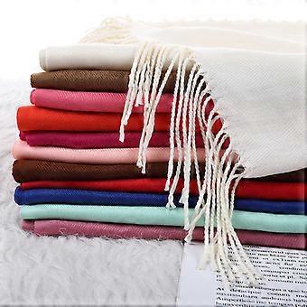 Designer-Marke, einfarbiger Kaschmirschal für Damen, Herbst/Winter, warm, 2024; Herren-Pashmina-Schals mit Quasten, Foulard für Damen