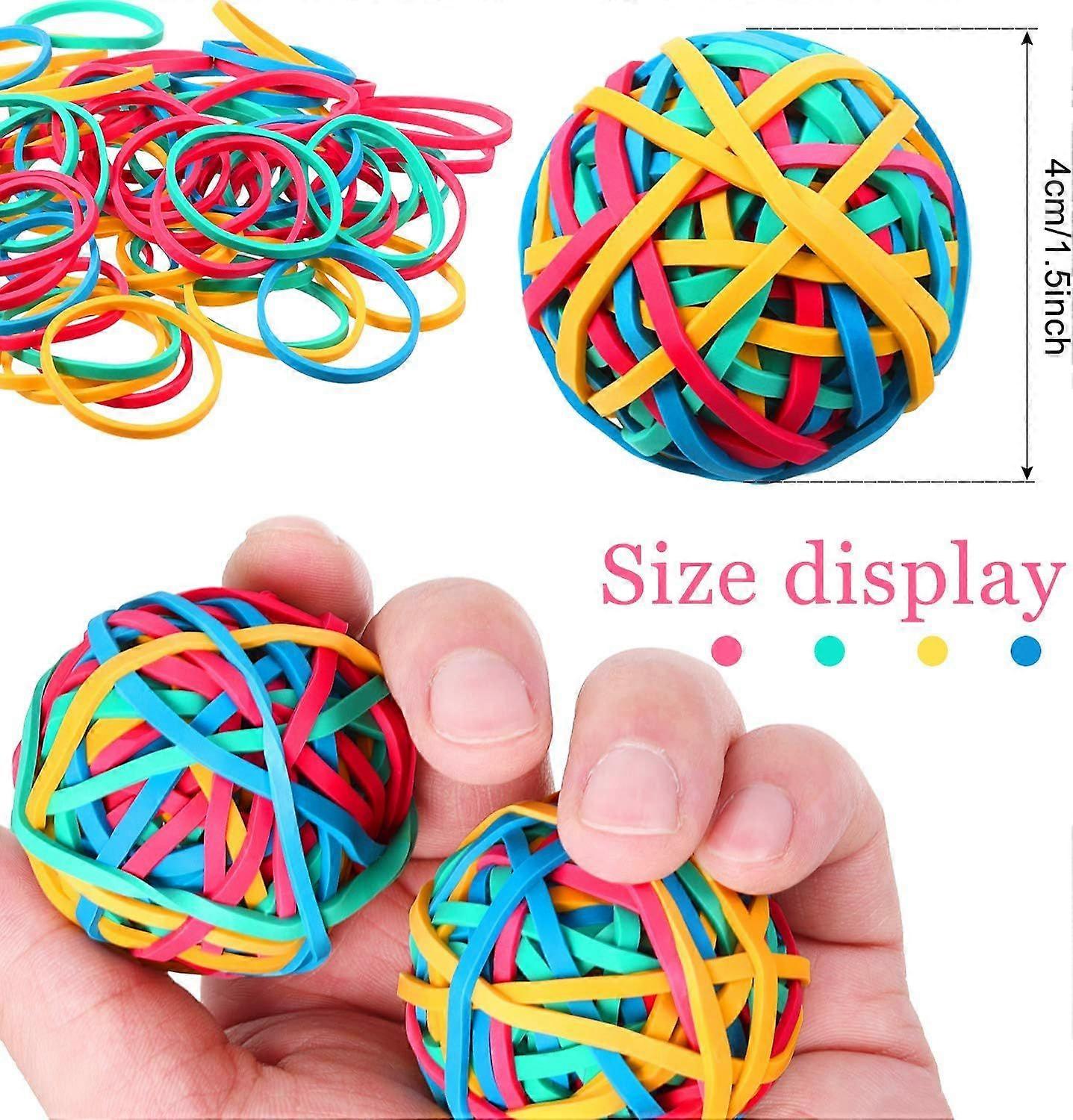 4 Rollen Gummiband, elastischer Ball, ca. 400 Stück bunte Gummibänder