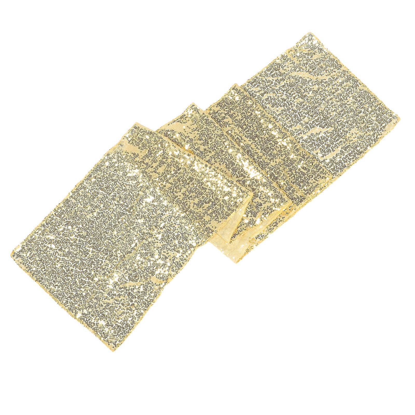 Golden Sequin Table Runner for Wedding Decoration Polyester Cover
