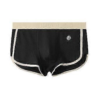 Men's Mid-rise Boxer Underwear, Cotton Spandex Blend, Elastic Waistband, U-convex Ribbed Patchwork Colour Briefs for Daily Wear