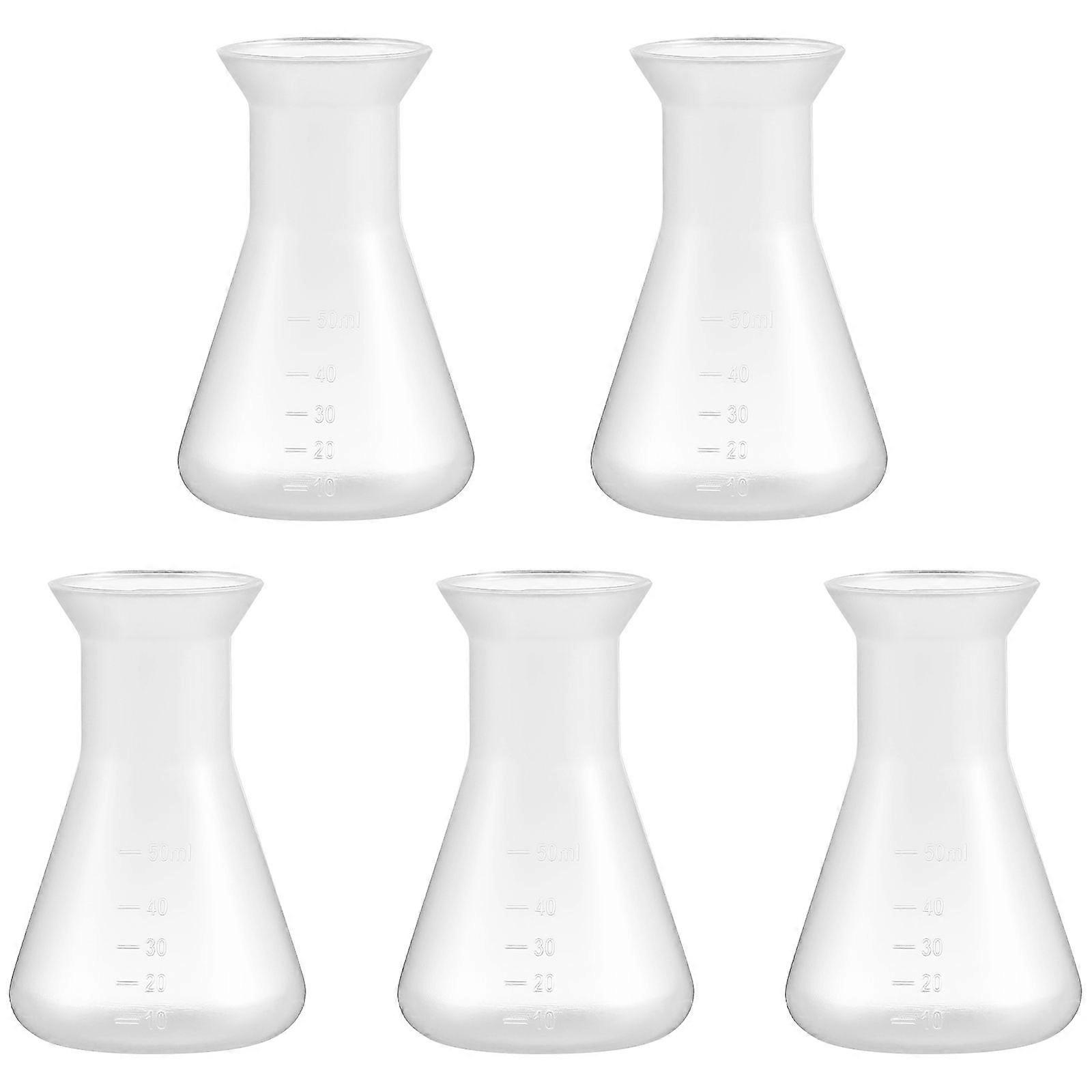 5 Pcs Plastic Conical Flasks Experiment Flasks Conical Bottles Laboratory Tools