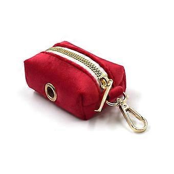 Röd sammet hundsele Personlig 5st / set Husdjurssele Bowtie Krage Koppel Bajs Väska Funktionell Hund Dragkraft Set Anpassad krage