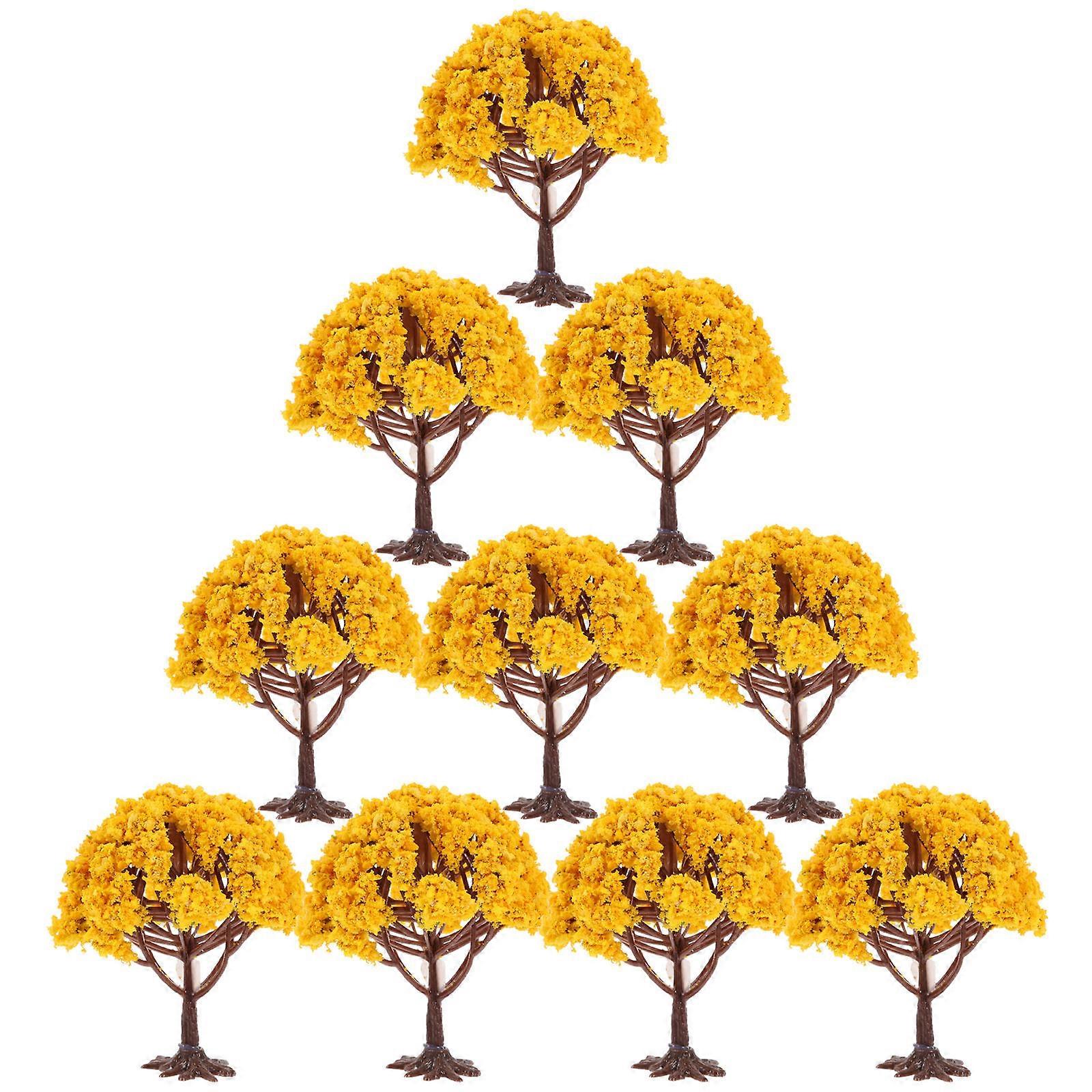 30Pcs Orange Model Trees Mini Plastic Trees for Landscape Decoration