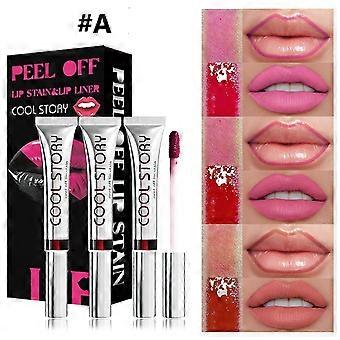 Conjunto de 3 batons peel-off com acabamento matte, à prova d'água e de longa duração. Kit de maquiagem para lábios.