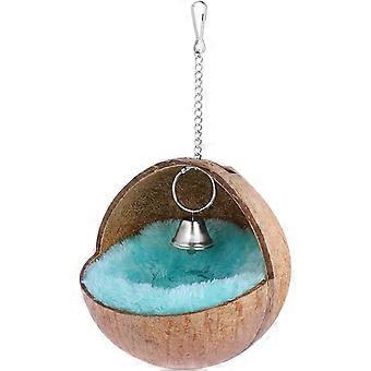 Dwarf Hamster Nest Hanging Bird Coconut Shell Warm Sleeping Bed Portable Bird Nest Bird House Resting Place for Dwarf Hamster Gerbil Squirrel (Random 