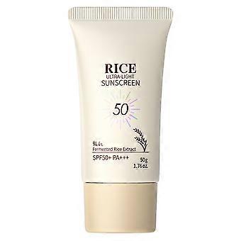 Rice Sunscreen SPF50 Korean Rice Probiotic Broad-Spectrum UV Protection Hydrating Lightweight No White Cast Fast Absorb Non-Greasy Sensitive Skin