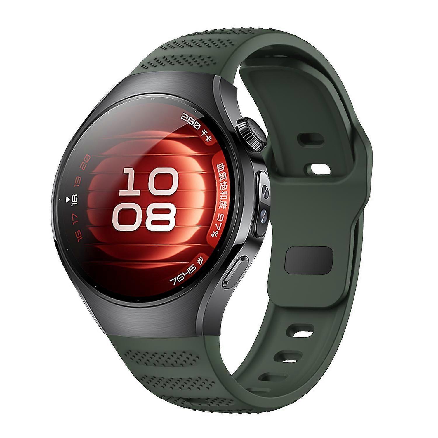 For Huawei Watch 5 46mm Polka Dot Design Buckle Silicone Replacement Arm Band Green