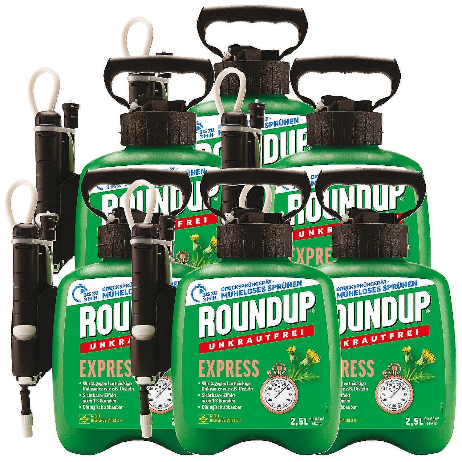 6 x ROUNDUP® Weed-Free Express AF Pressure Sprayer, 2.5 Liters
