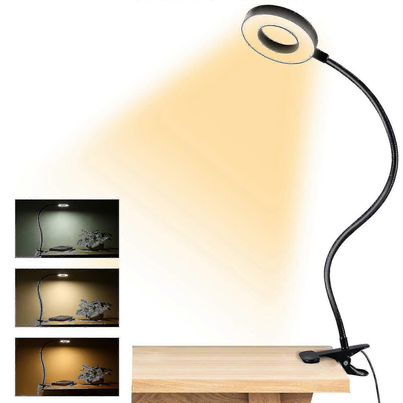 Clip-on Led Reading Light Usb Rechargeable Table Desk Lamb With Flexib