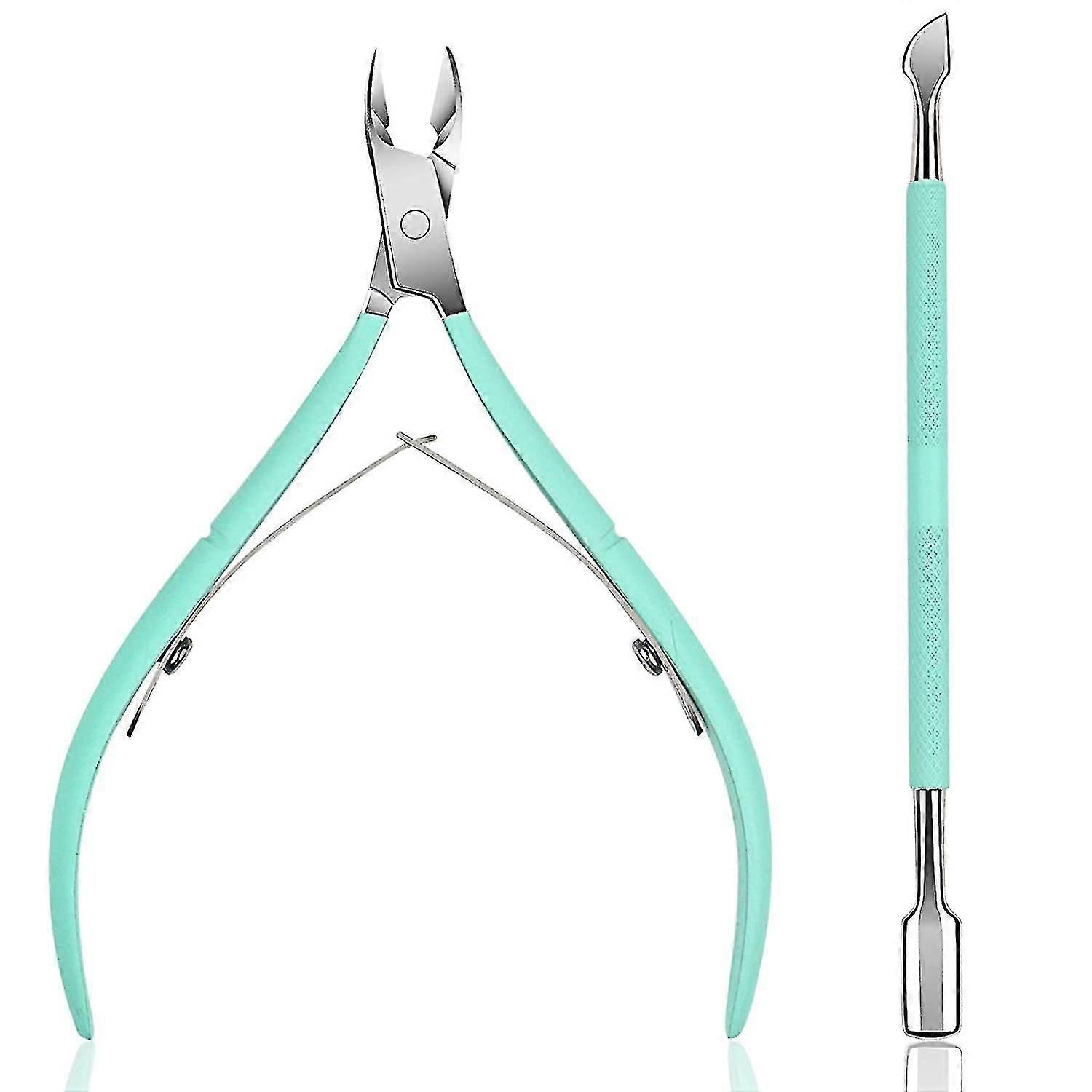 Cuticle Nipper With Cuticle Pusher - Green