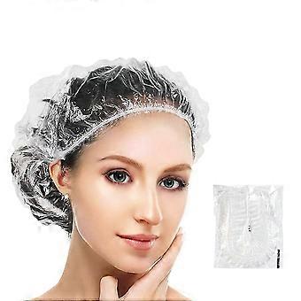 100 Pcs Disposable Shower Caps Individually Wrapped Plastic Shower Caps Hair Protection Hair Cap For Salon Spa Travel Hotel Shower Braids Clear