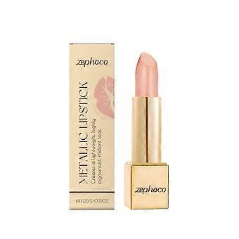 Zephoco Metallic Cream Lipstick Cares For The Lip Skin, Providing A Light, Moisturizing, Tinting And Lustrous Light Apricot Lip Makeup
