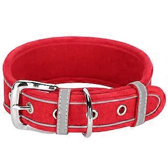 Dog Adjustable Collar Breathable Reflective Collars with D Ring for Medium Large DogsRed M