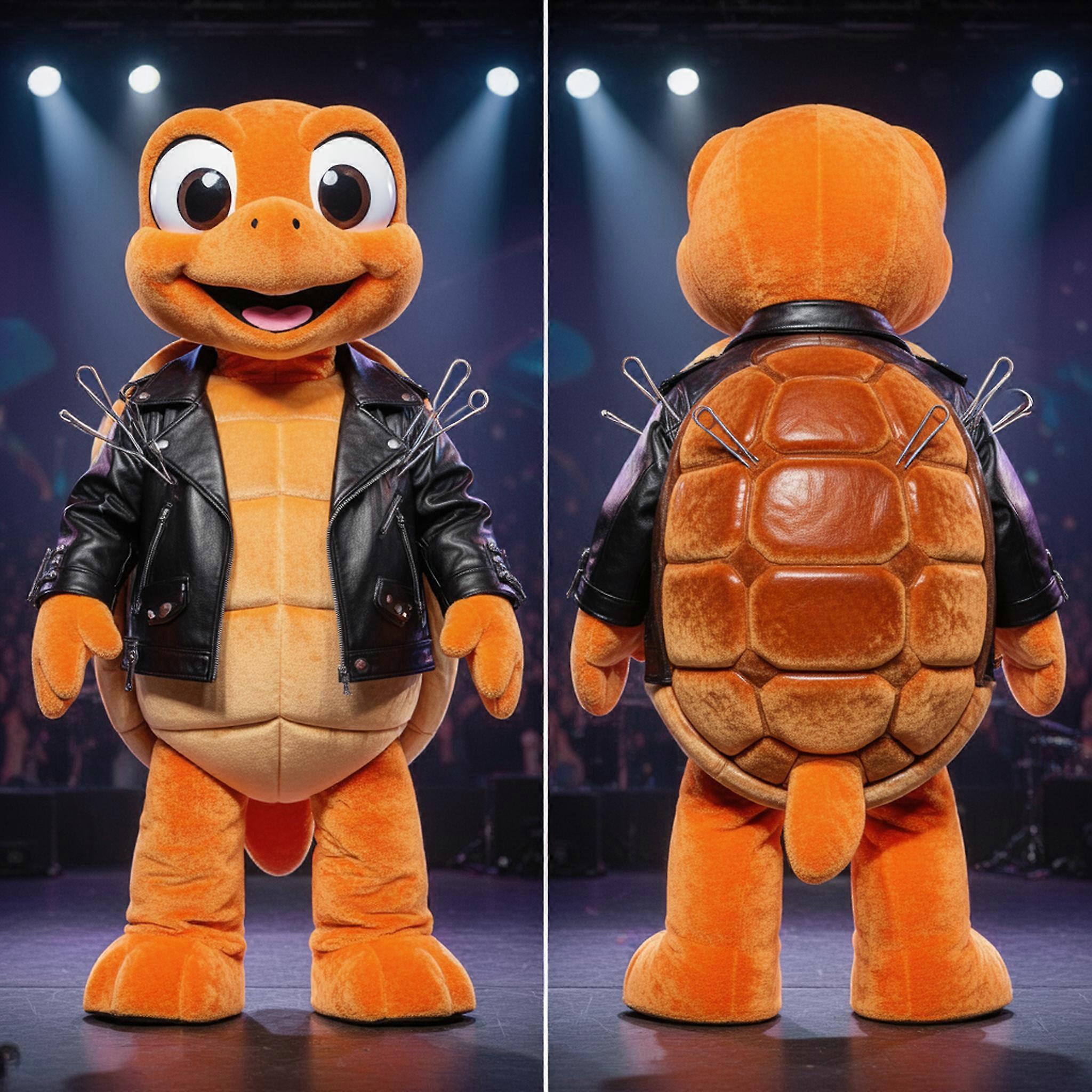 MASTICOT Orange Velvety Sea Turtle Mascot