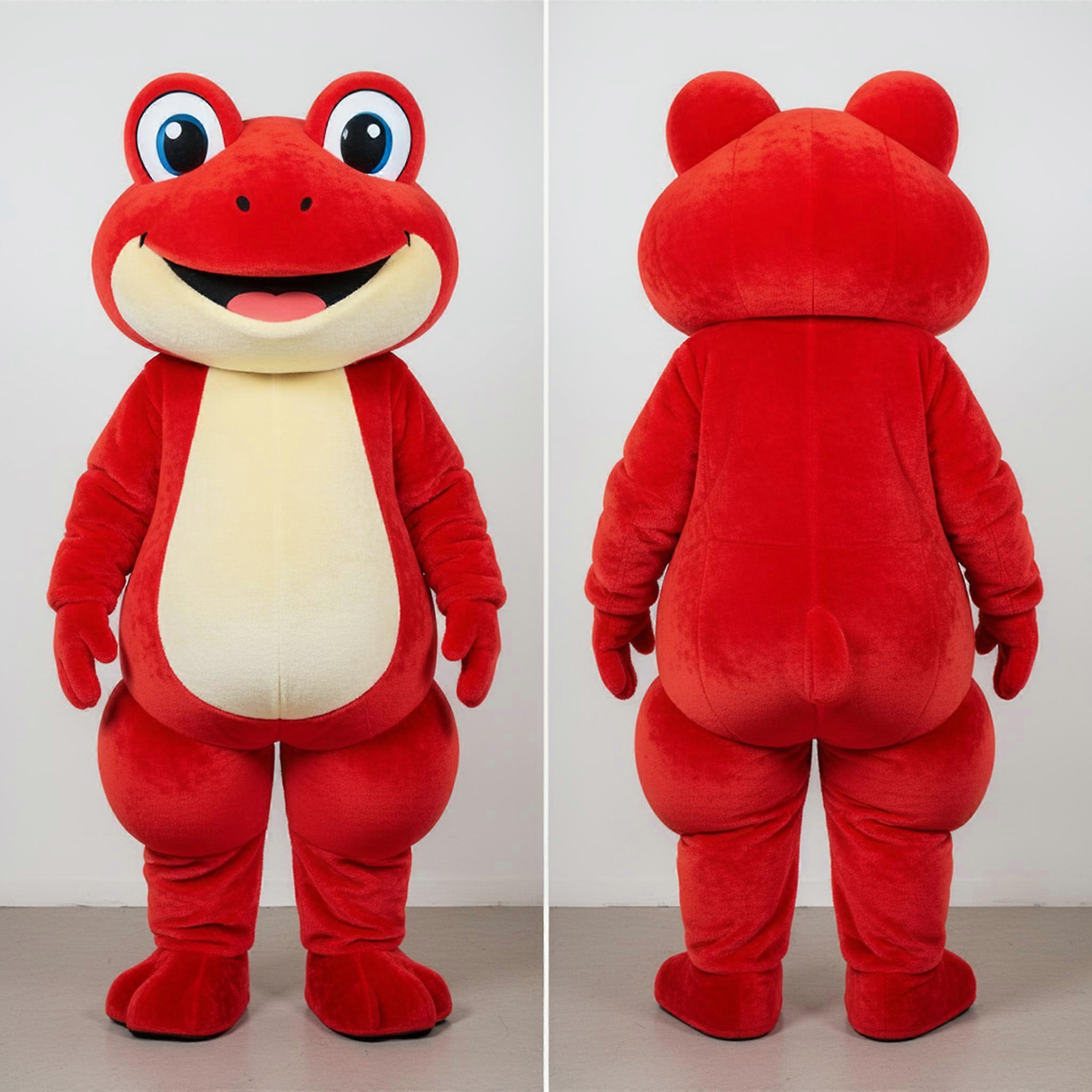 MASTICOT Crimson Red Playful Frog Mascot
