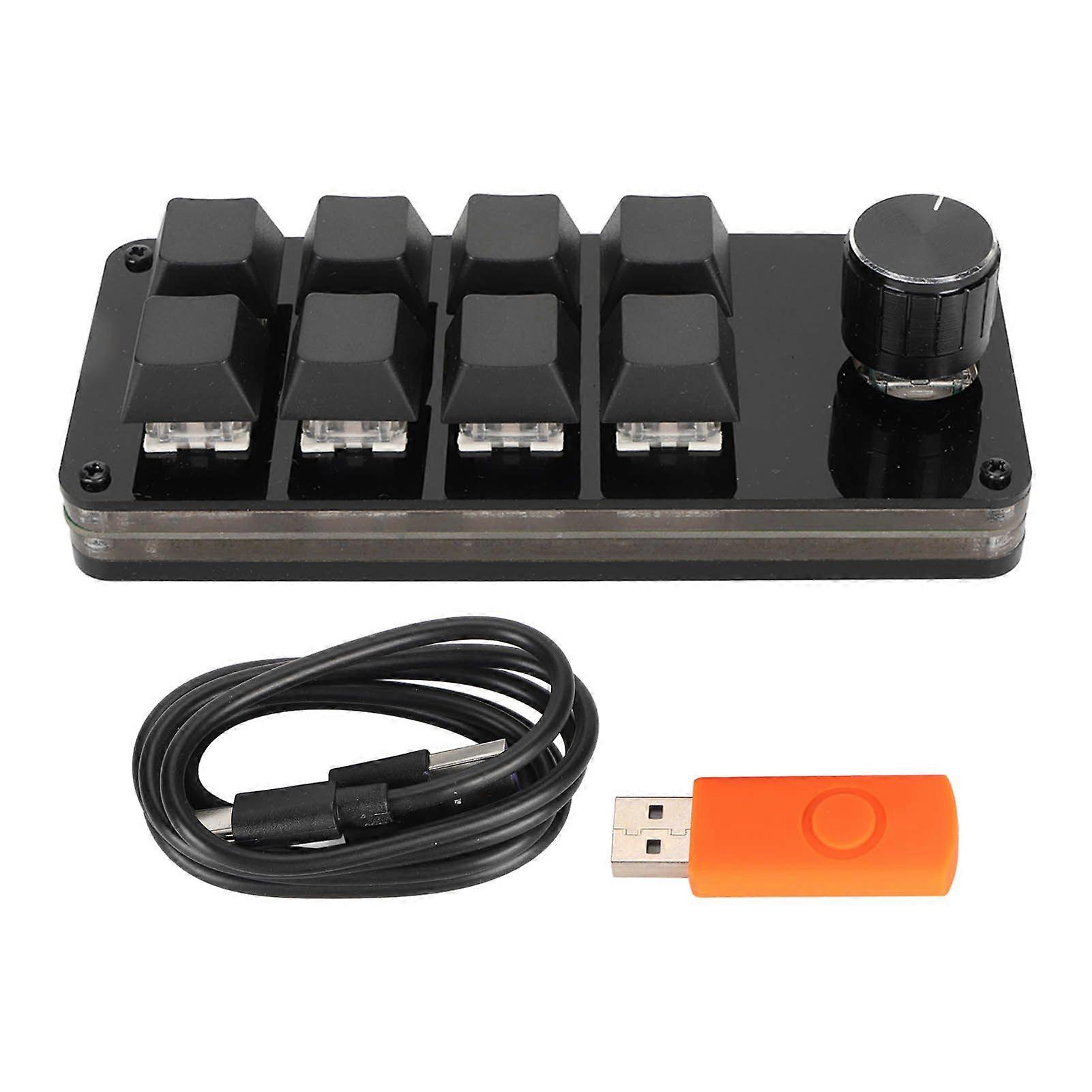 Mini 8 Key Keypad with Knob Customizable Programme Hot Swappable Blue Switch Keyboard Cable Separation Macro Mechanical Keyboard