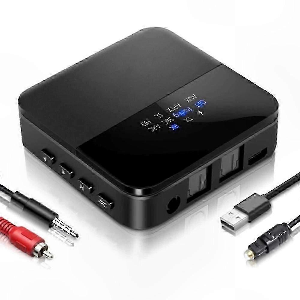 Bluetooth 5.0 Audio Adapter with aptX HD, Dual Headphone Support, Low Latency, Display Functionality