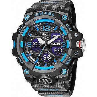Waterproof Tactical Digital Analog Wristwatch, Men's Large Face Watch for Outdoor Sports with LED, Alarm, Stopwatch & Date
