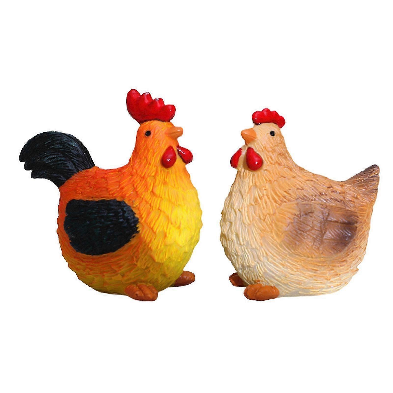 Realistic Resin Rooster Hen Pair