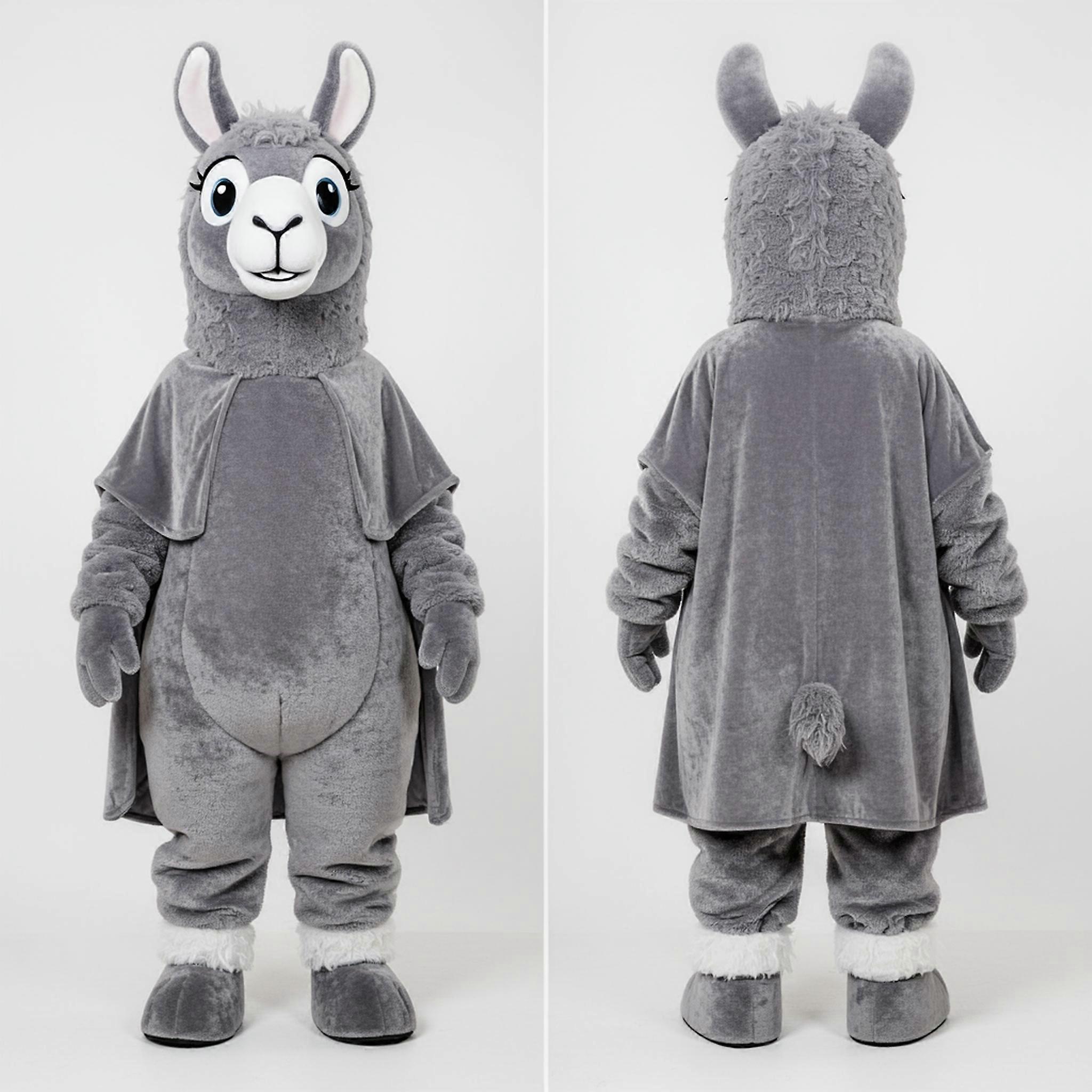 MASTICOT Velvety Gray Cuddly Llama Mascot