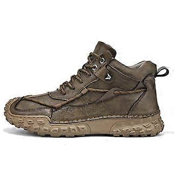 38-46 Stivali invernali alla moda da uomo in morbida pelle cucita a mano, scarpe da trekking alte, antiscivolo, calde, stivali alla caviglia da uomo, taglie grandi