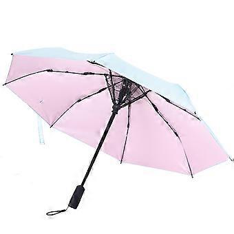 USB Fan Umbrella with UV Protection, Folding Wind Resistant Canopy for Sun and Rain Travel Use